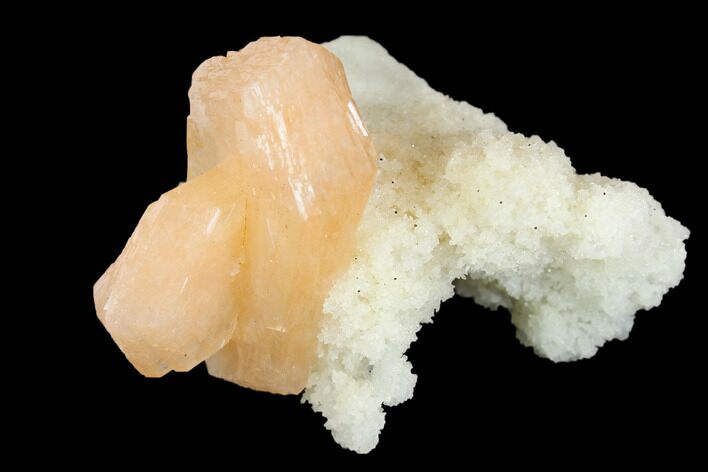 Peach Stilbite Crystal Cluster on Quartz Chalcedony - India #147365